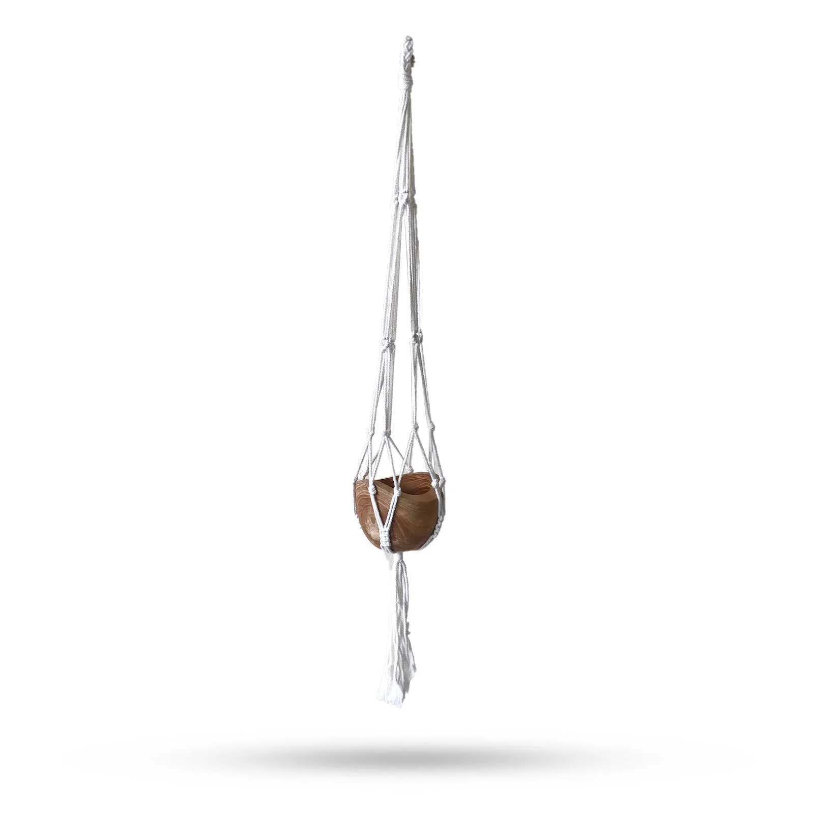 Classic Natural Macrame Pot Holder - Medium