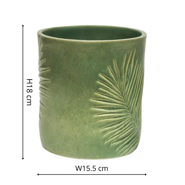 Kew Stoneware Green Sago Palm Planter - Image 2