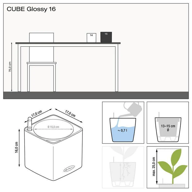 Lechuza CUBE Glossy 16 Self Watering Plant Pot - Image 4